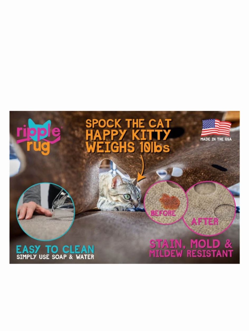 SnugglyCat Ripple Rug Cat Activity Play Mat, Beige - Picture 6 of 7